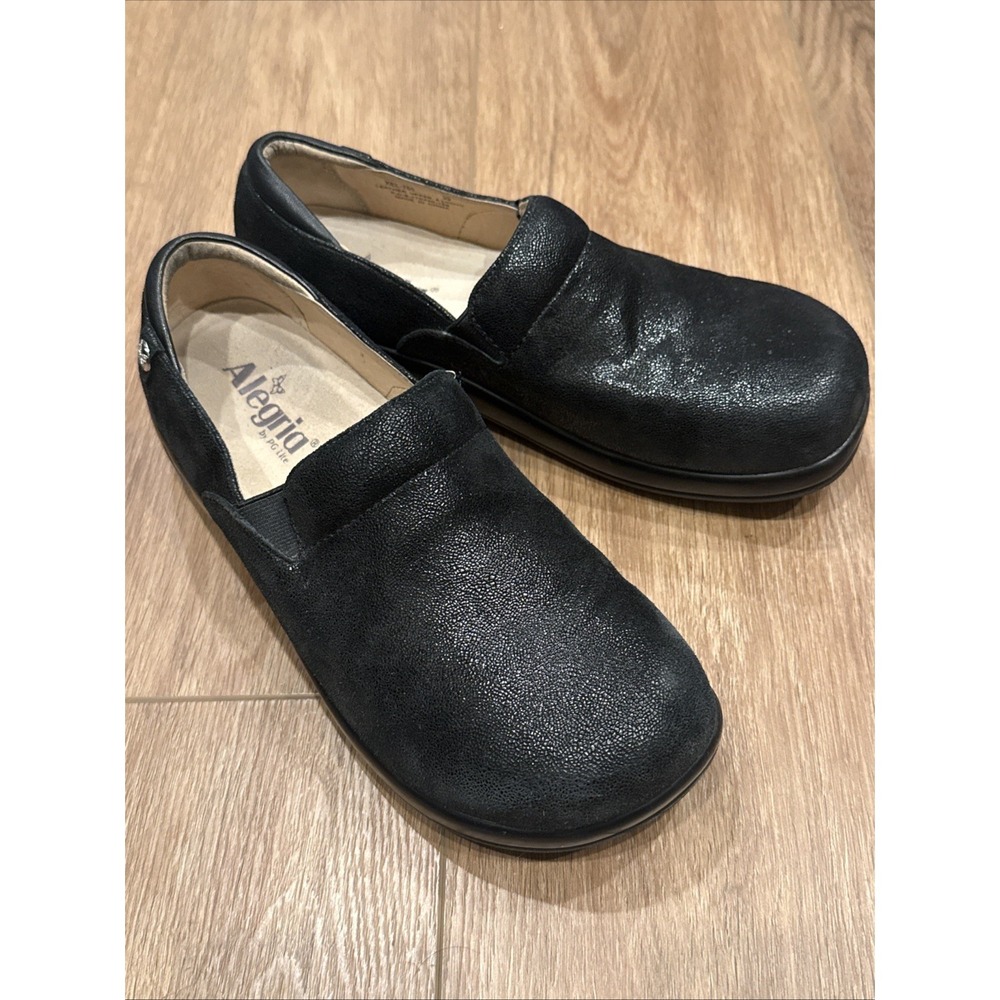 Alegria Keli Slip-On Clogs Women 38 Round Toe Black Leather Comfort Shoes - Picture 3 of 15